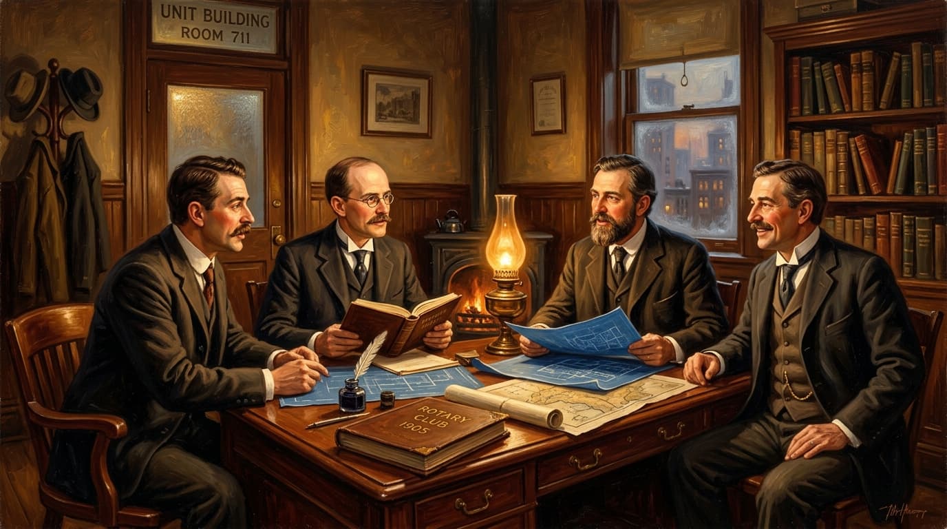 First Rotary meeting in Room 711 of Unity Building, Chicago, February 23 1905